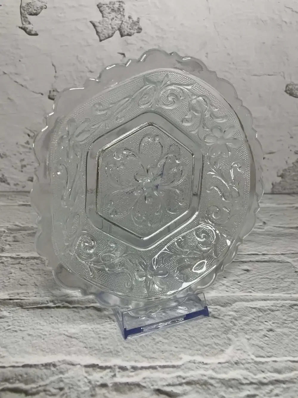 Vintage Indiana Glass Tiara Sandwich Pattern Clear Hexagon Bowl